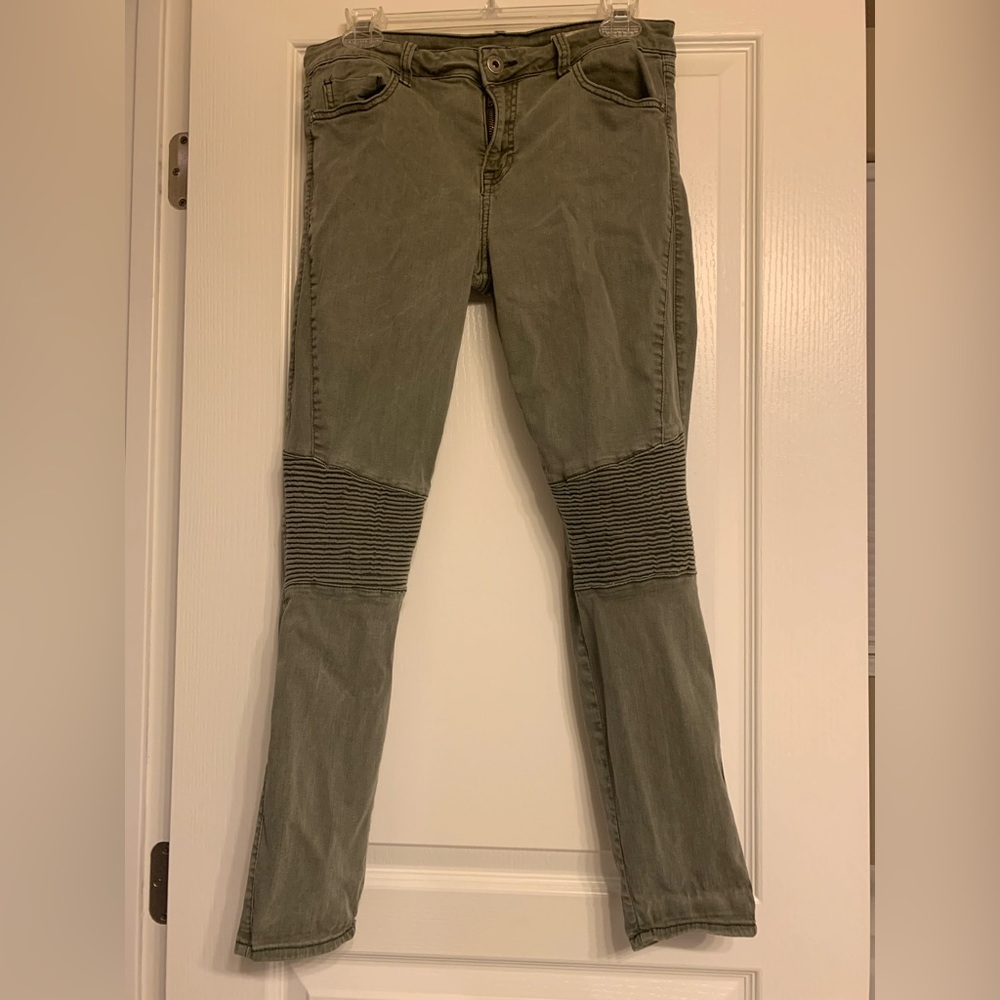 Pistola Audrey Moto Detail Skinny Pants Army Green Jeans Womens Size 30
